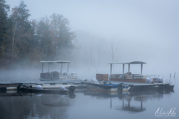 Boats and Morning Fog at North Bend Lake (2019)
